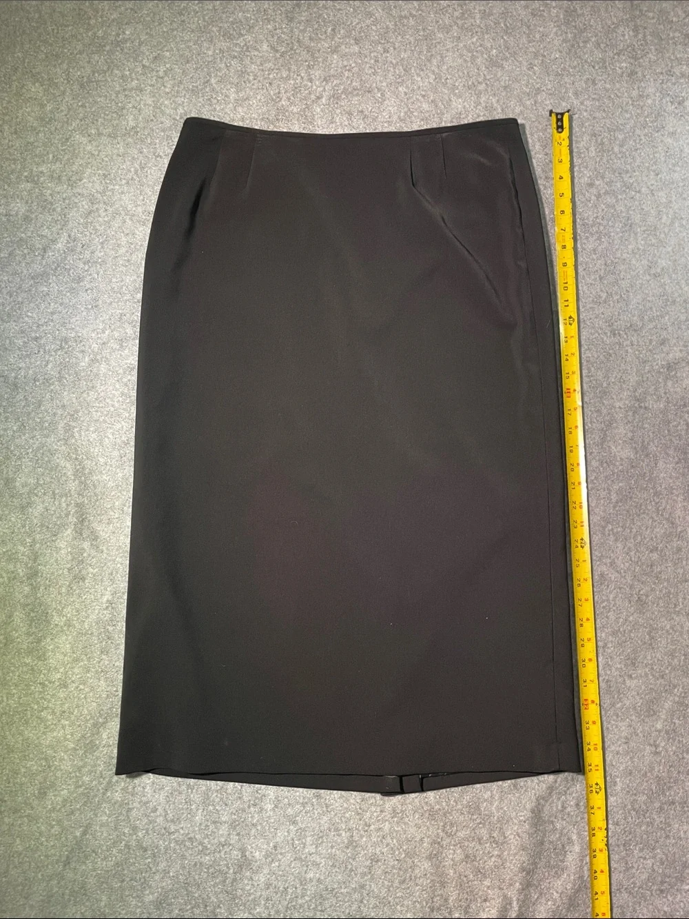 Le Suit Black Tailored Pencil Skirt with Subtle Back Vent